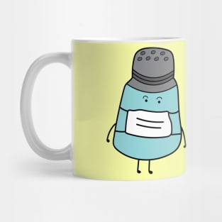 cute pepper bottle wearing mask with yellow pepper sneezing Mug